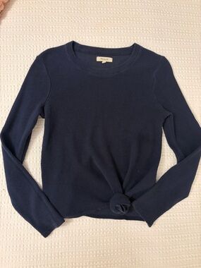 Madewell Navy Long-Sleeve Ribbed Knit Top